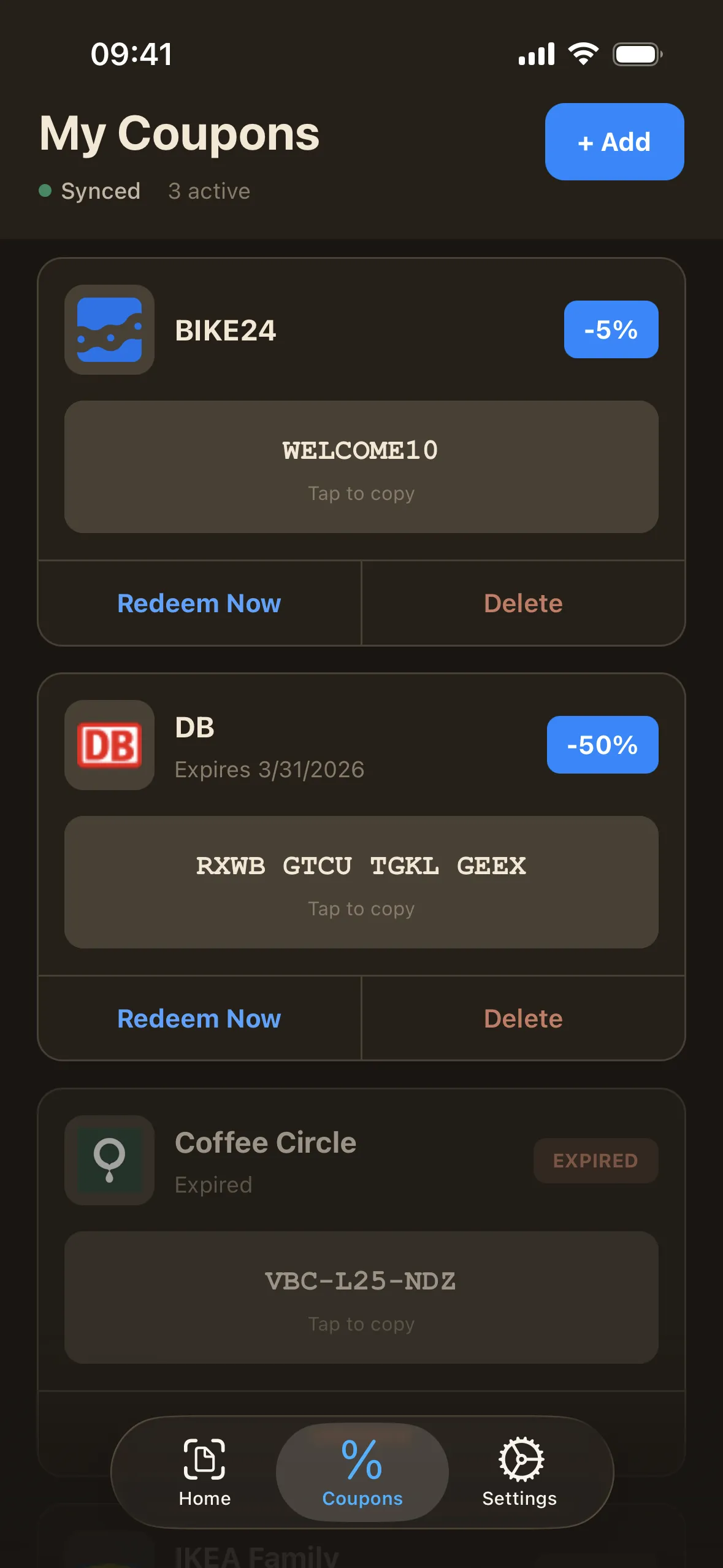 CouponAlert app screenshot