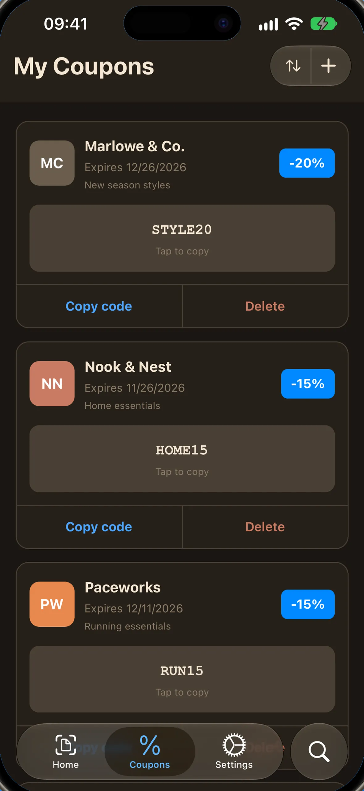 CouponAlert app screenshot